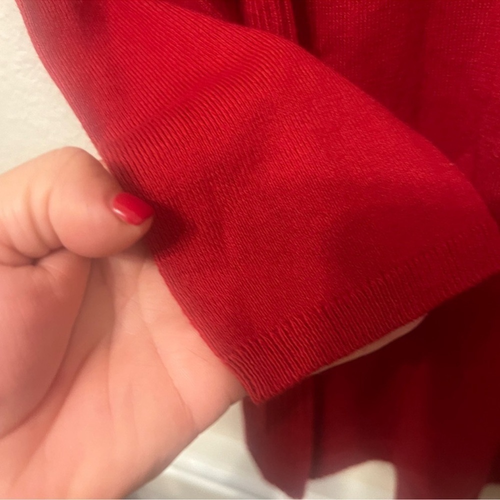 PETITE SMALL J Jill true Red Scoop Neck
Lightweight Ribbed Sides Sweater - Picture 6 of 16